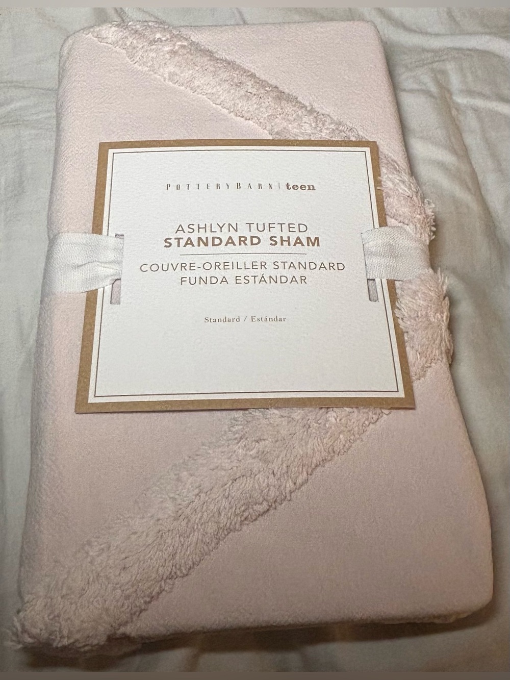 Pottery Barn Teen Ashlyn Tufted Standard Sham Blush Pink NWT Organic Cotton